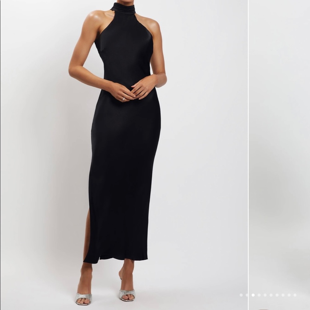 Black backless midi formal dress